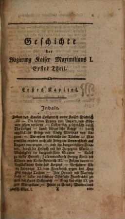 Geschichte der Regierung Kaiser Maximilians des Ersten, 1