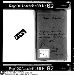 Viehschatzregister (ohne Viehbestand) der Ämter Reckenberg, Fürstenau, Vörden, Wittlage und Hunteburg Enthält: Ämter Reckenberg (mit Stadt Wiedenbrück), Fürstenau (unvollständig, ab Bl. 26), Vörden (ab Bl. 39), Wittlage (ab Bl. 81), Hunteburg (ab Bl. 103)