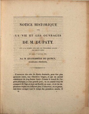 Séance publique de l'Académie Royale des Beaux-Arts, du 6 octobre 1827