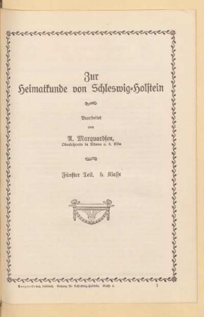 Zur Heimatkunde von Schleswig-Holstein