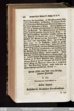 Zweyte Hälfte vom Jahr 1740 bis jetzo. Zeitalter Friedrichs.