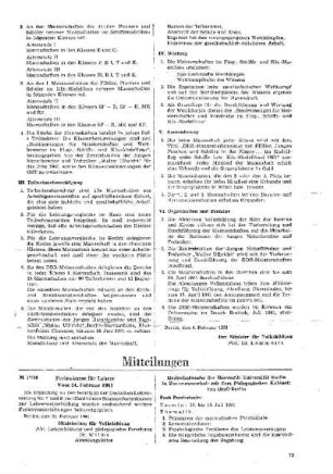 Ferienkurse für Lehrer : 17/61 Vom 24. Februar 1961 ; [Mitteilungen]