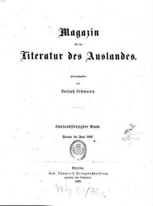Magazin für die Literatur des Auslandes. 75/76. 1869