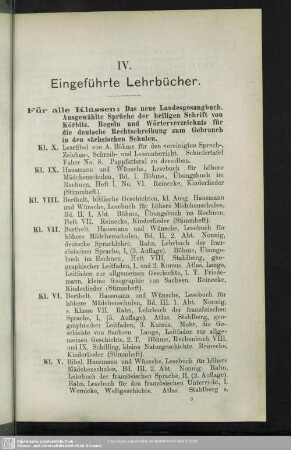 IV. Eingeführte Lehrbücher