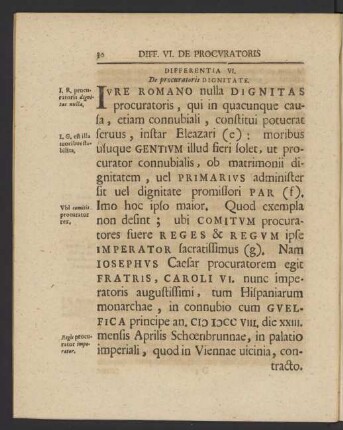 Differentia VI. De procuratoris Dignitate