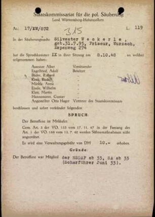 Weckerle, Silvester