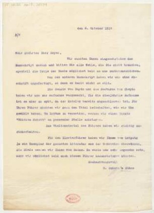 Brief an Fritz Meyer : 06.10.1914