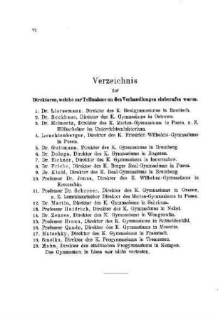 Verzeichnis der Teilnehmer