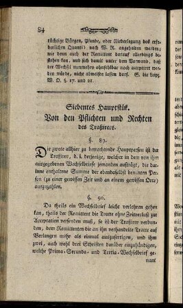 Siebentes Hauptstük. Von den Pflichten und Rechten des Traßirers.