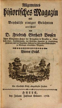 Allgemeines historisches Magazin. 4. 1768