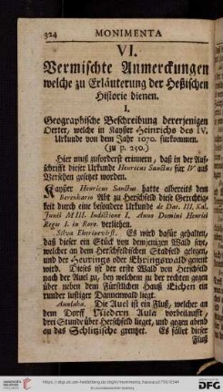 VI. Vermischte Anmerckungen welche zu Erlaeuterung der Heßischen Historie dienen