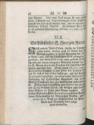 XLII. Ein Päbstlicher S. Georgen-Ritter.