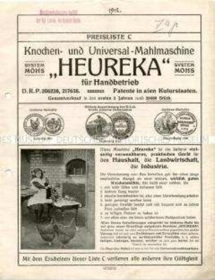 Knochen- u. Universal-Mahlmaschine "Heureka" für Kraftbetrieb
