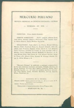 "Mercurio Peruano" - [Pie de imprenta]