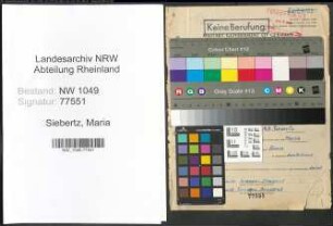 Entnazifizierung Maria Siebertz , geb. 03.09.1894 (Lehrerin)