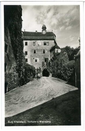 Kriebstein. Burg, Torturm und Wehrgang