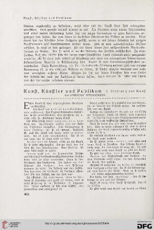 11.1919: Kunst, Künstler und Publikum, 1, Stellung zur Kunst