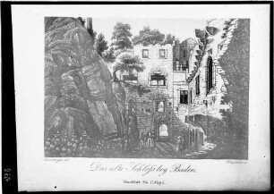 Baden-Baden Altes Schloss - Schloss Hohenbaden Lithographie Das alte Schloßbey von Baden von C. Jügel