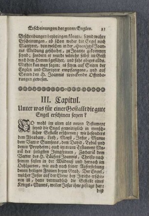 III. Capitul. Unter was für einer Gestallt die gute Engel erschinen seyen?