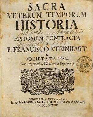 Sacra Veterum Temporum Historia : In Epitomen Contracta