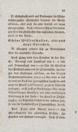 13-15, Schöne Wissenschaften, alte und neue Sprachen