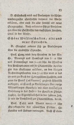 13-15, Schöne Wissenschaften, alte und neue Sprachen