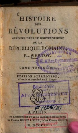 Histoire des revolutions arrivées dans le Gouvernement de la Republique Romaine. 3