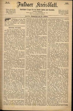 Erste Ausgabe vom Samstag, den 17. Januar 1880.