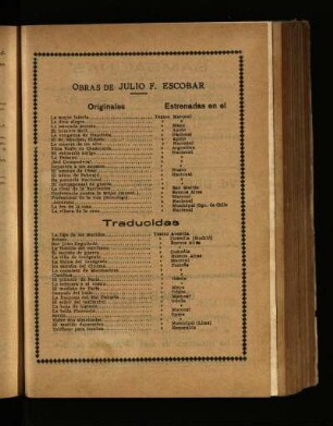 Obras de Julio F. Escobar
