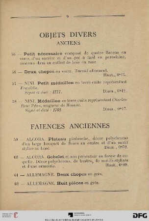 Objets divers anciens (Nr. 55-58)