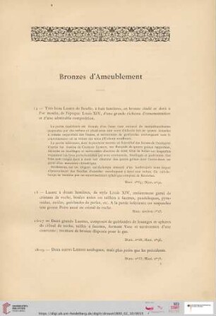 Bronzes d'Ameublement (Nr. 14 - 78)