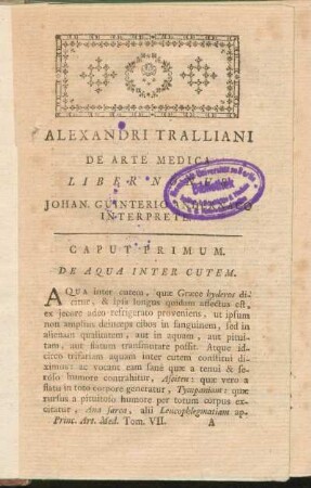 Alexandri Tralliani De Arte Medica Liber Nonus