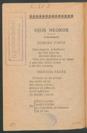 Ojos negros : Tango