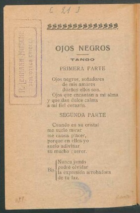 Ojos negros : Tango