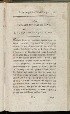 Ueber Eintheilung und Plan des Werks.