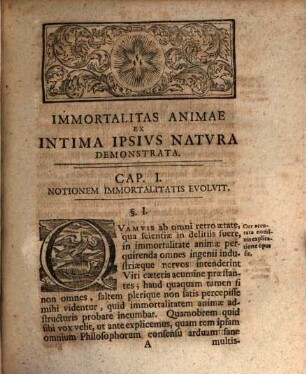Demonstratio immortalitatis animae ex intima eius natura deducta : adiectae sunt litterae approbantes Ill. Wolfii