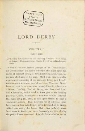The Earl of Derby by George Saintsbury