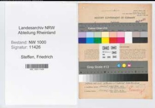 Entnazifizierung Friedrich Steffen, geb. 24.08.1903 (Inspektor)