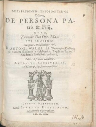 Dispvtationvm Theologicarvm Octava, De Persona Patris & Filij