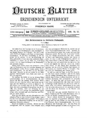 Der Rationalismus in Herbarts Pädagogik : (Fortsetzung)