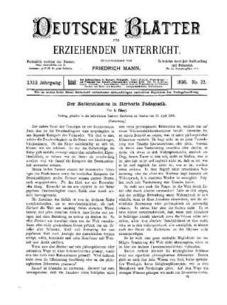 Der Rationalismus in Herbarts Pädagogik : (Fortsetzung)