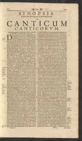 Synopsis Criticorum aliorumque Commentatorum In Canticum Canticorum.