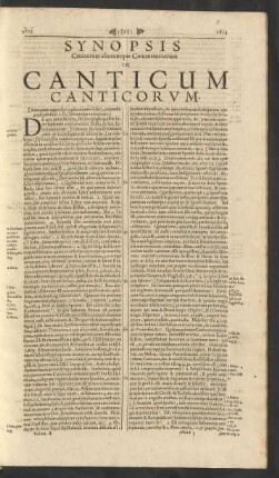Synopsis Criticorum aliorumque Commentatorum In Canticum Canticorum.