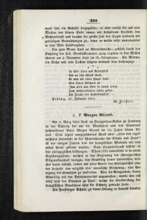 P. Gregor Girard : [Nekrolog]