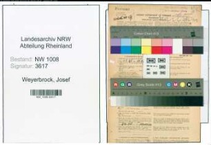 Entnazifizierung Josef Weyerbrock , geb. 05.11.1900 (Postschaffner)