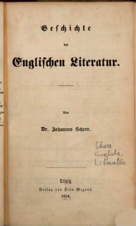 Geschichte der englischen Literatur