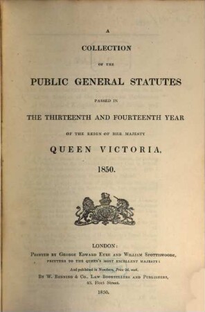 A Collection of the public general statutes. 1850