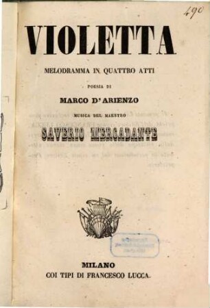 Violetta : melodramma in quattro atti