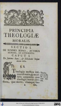 Sectio I. De Summo Bono, Actibus Humanis, Et Conscientia.