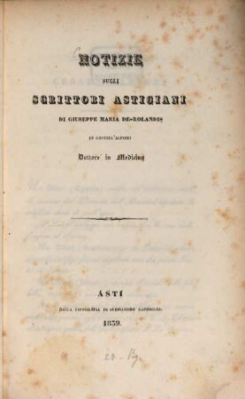 Notizie sugli scrittori Astigiani